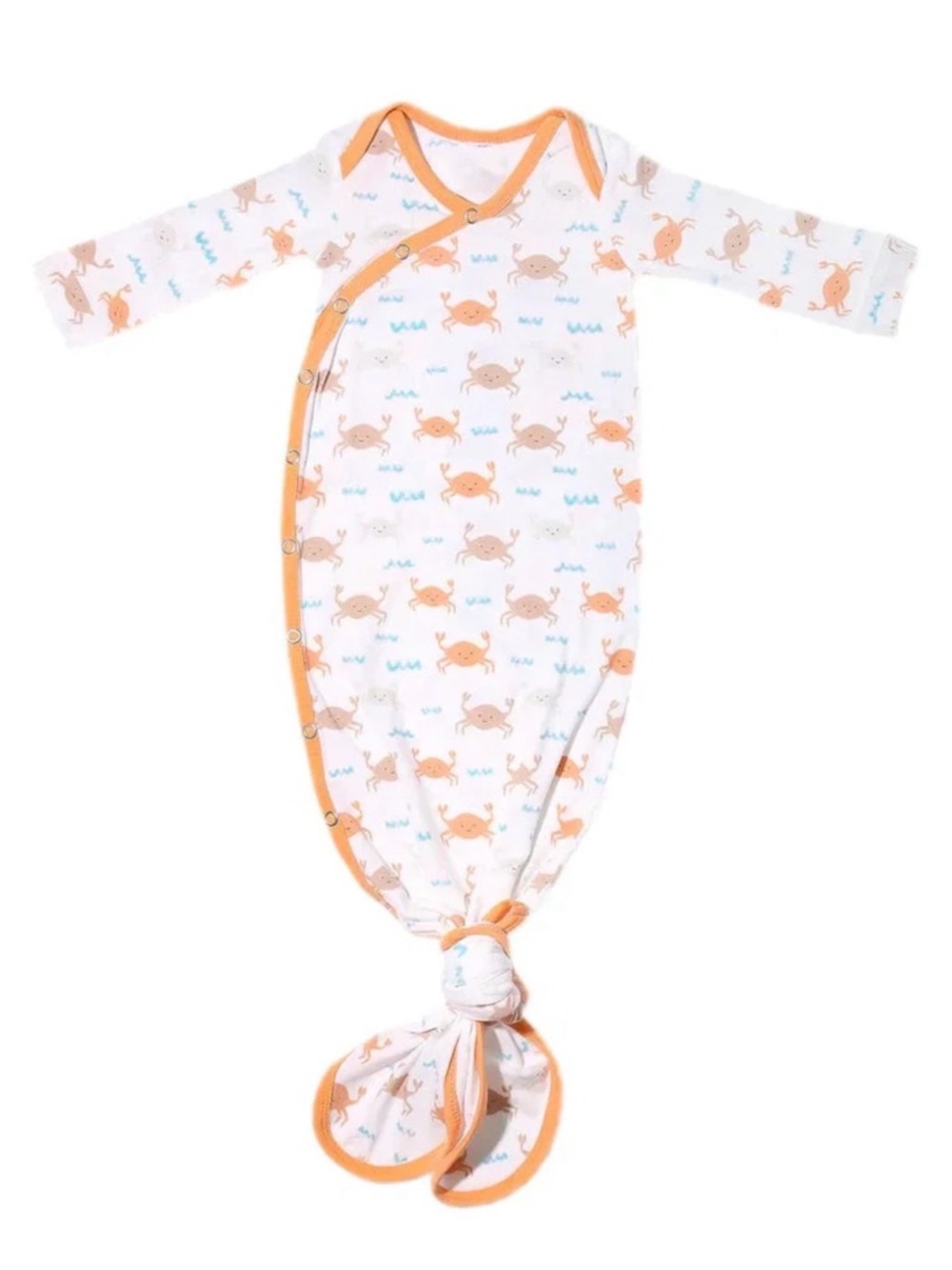 Copper Pearl Tide Knot Gown with Orange Crab Print Newborn